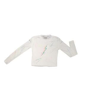 NEW FIREHOUSE girl's splatter lighting bolt top in white